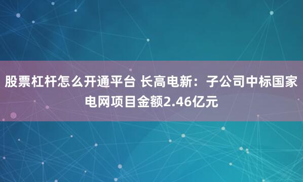 股票杠杆怎么开通平台 长高电新：子公司中标国家电网项目金额2.46亿元